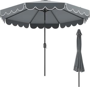 KOMFOTTEU parasol 300 cm z korbk i falban, parasol ogrodowy skadany pod ktem 35°, parasol tarasowy z 8 ebrami, parasol do ogrodu, na taras i pla