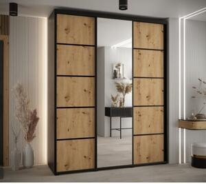 Szafa przesuwna wysoka Davos 5 170, gł. 60 cm czarny + artisan + czarny