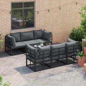 Zestaw sof ogrodowych z aluminiową ramą i poduszkami poliesterowymi - czarny