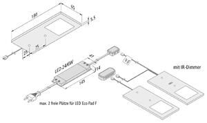 Hera Oprawa podszafkowa LED Eco-Pad F 2x 3 000 K alu F, możliwość ściemniania, aluminiowy / szary / cynkowy, kuchnia, aluminium, nowoczesny