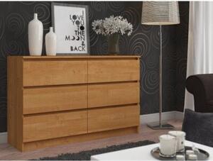 Komoda do salonu, sypialni, 6 szuflad, STILO, 120x40x77 cm, olcha, mat | TYLETEGOTU