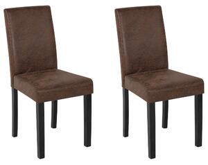 Zestaw 2 krzeseł do jadalni brązowy ekoskóra ciemne drewniane nogi Broadway Beliani