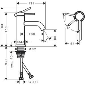 Bateria umywalkowa HANSGROHE Tecturis S 80 CoolStart EcoSmart+ 73301140 Brąz szczotkowany