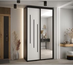 Szafa przesuwna wysoka Davos 9 140, gł. 60 cm czarny + biały + czarny