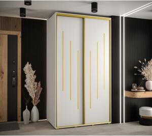 Szafa przesuwna wysoka Davos 8 130, gł. 45 cm biały + biały + złoty