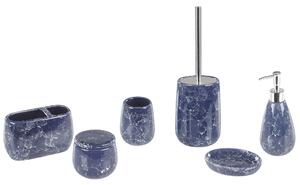 Zestaw akcesoriów łazienkowych niebieski marmur ceramiczny dozownik mydła szczotka do toalety Antuco Beliani