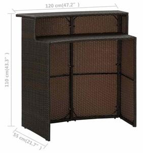 Ogrodowy stolik barowy, brązowy, 120x55x110 cm, polirattan