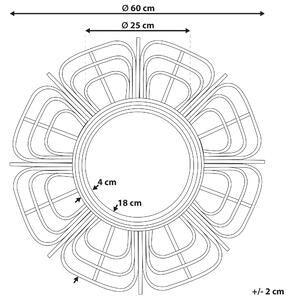 Lustro ścienne boho naturalne rattan kształt kwiatu słońca okrągłe 60 cm Pasaku Beliani