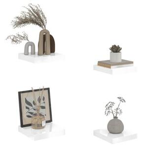 Półki ścienne 4 szt., białe, wysoki połysk, 23x23,5x3,8 cm, mdf