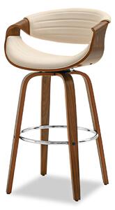 Przeszywane krzesło barowe obrotowe bent 51 krem ekoskóra orzech