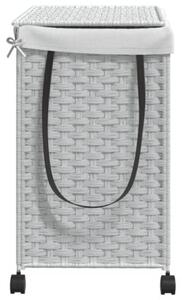 Kosz na pranie z kółkami, biały, 60x35x60,5 cm, rattan