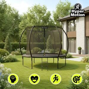 Trampolina ogrodowa XL dla dzieci HyperMotion - 305 cm 10FT - z drabinką i siatką wewnętrzną - do domu i ogrodu