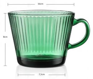 Filiżanka szklanka ryflowana duża butelkowa zieleń 380 ML 1szt SZK178