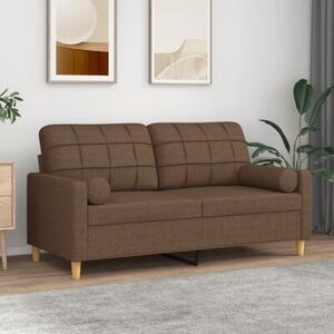 Sofa 2-osobowa z poduszkami, brÄ zowa, 140 cm, tkanina