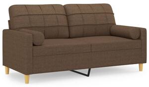 Sofa 2-osobowa z poduszkami, brÄ zowa, 140 cm, tkanina