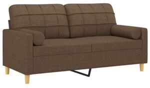 Sofa 2-osobowa z poduszkami, brÄ zowa, 140 cm, tkanina