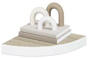 Narożna półka ścienna, dąb i biel, 25x25x3,8 cm, mdf