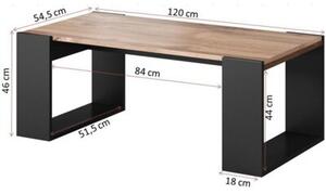 Ława CAMA MEBLE Wood 120x54.5x46 Dąb wotan + Antracyt