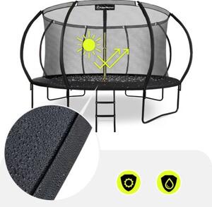 Trampolina ogrodowa XXXL dla dzieci HyperMotion - 430 cm 14FT - z drabinką i siatką wewnętrzną - do domu i ogrodu - 150kg max