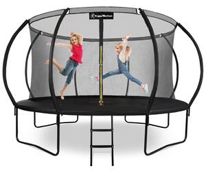 Trampolina ogrodowa XXXL dla dzieci HyperMotion - 430 cm 14FT - z drabinką i siatką wewnętrzną - do domu i ogrodu - 150kg max