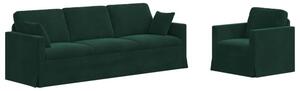 Modularna sofa aksamitna w ciemnej zieleni z czarnymi akcentami