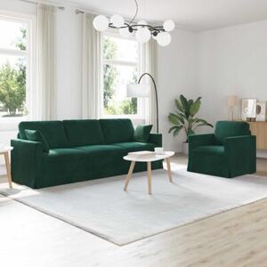 Modularna sofa aksamitna w ciemnej zieleni z czarnymi akcentami