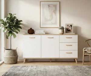 Elegancka biała komoda na nóżkach 150cm | Umeblowana.com