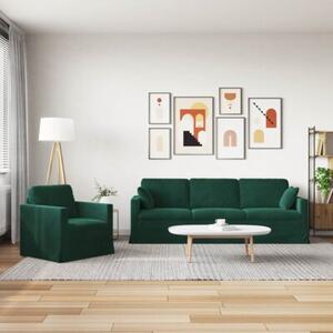Modularna sofa aksamitna w ciemnej zieleni z czarnymi akcentami