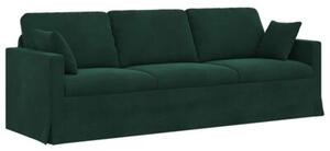 Modularna sofa aksamitna w ciemnej zieleni z czarnymi akcentami