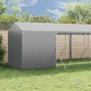 Kojec dla psa, z dachem, srebrny, 2x14x2,5m, stal galwanizowana