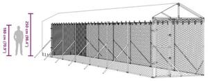Kojec dla psa, z dachem, srebrny, 2x14x2,5m, stal galwanizowana
