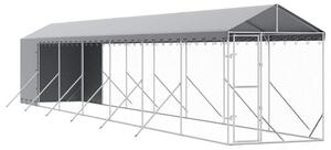 Kojec dla psa, z dachem, srebrny, 2x14x2,5m, stal galwanizowana