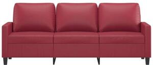 Sofa, 3-osobowa winna czerwieÅ, 180 cm, sztuczna skÃ³ra
