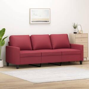 Sofa, 3-osobowa winna czerwieÅ, 180 cm, sztuczna skÃ³ra