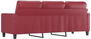 Sofa, 3-osobowa winna czerwieÅ, 180 cm, sztuczna skÃ³ra