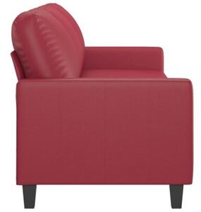 Sofa, 3-osobowa winna czerwieÅ, 180 cm, sztuczna skÃ³ra