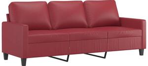 Sofa, 3-osobowa winna czerwieÅ, 180 cm, sztuczna skÃ³ra