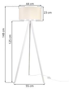 Lampa podłogowa trójnóg biały Light Home LH Gaja 1xE27 44cm abażur walec kremowy