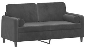 Sofa 2-osobowa z poduszkami, czarna, 140 cm, aksamit