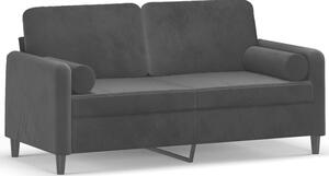 Sofa 2-osobowa z poduszkami, czarna, 140 cm, aksamit