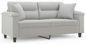 Sofa 2-osobowa z poduszkami, jasnoszara, 140 cm, mikrofibra