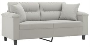 Sofa 2-osobowa z poduszkami, jasnoszara, 140 cm, mikrofibra