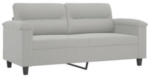 Sofa 2-osobowa z poduszkami, jasnoszara, 140 cm, mikrofibra