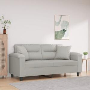 Sofa 2-osobowa z poduszkami, jasnoszara, 140 cm, mikrofibra