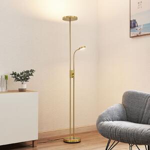 Lampa Podłogowa Lindby, Seppa, ściemnialny, złoty | mosiężny, salon, metal, nowoczesny