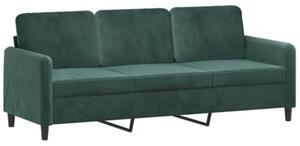 Sofa 3-osobowa z podnÃ³Å¼kiem, ciemnozielony, 180 cm, aksamit