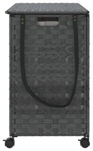 Kosz na pranie z kółkami, szary, 66x35x60 cm, rattan
