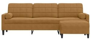 Sofa 3-osobowa z podnÃ³Å¼kiem, brÄ zowa, 210 cm, aksamit