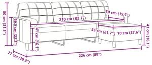 Sofa 3-osobowa z podnÃ³Å¼kiem, brÄ zowa, 210 cm, aksamit