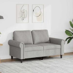 Sofa 2-osobowa, jasnoszara, 120 cm, tapicerowana aksamitem